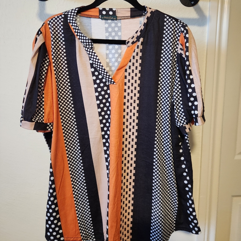 Chic Women's Striped and Polka Dot Blouse